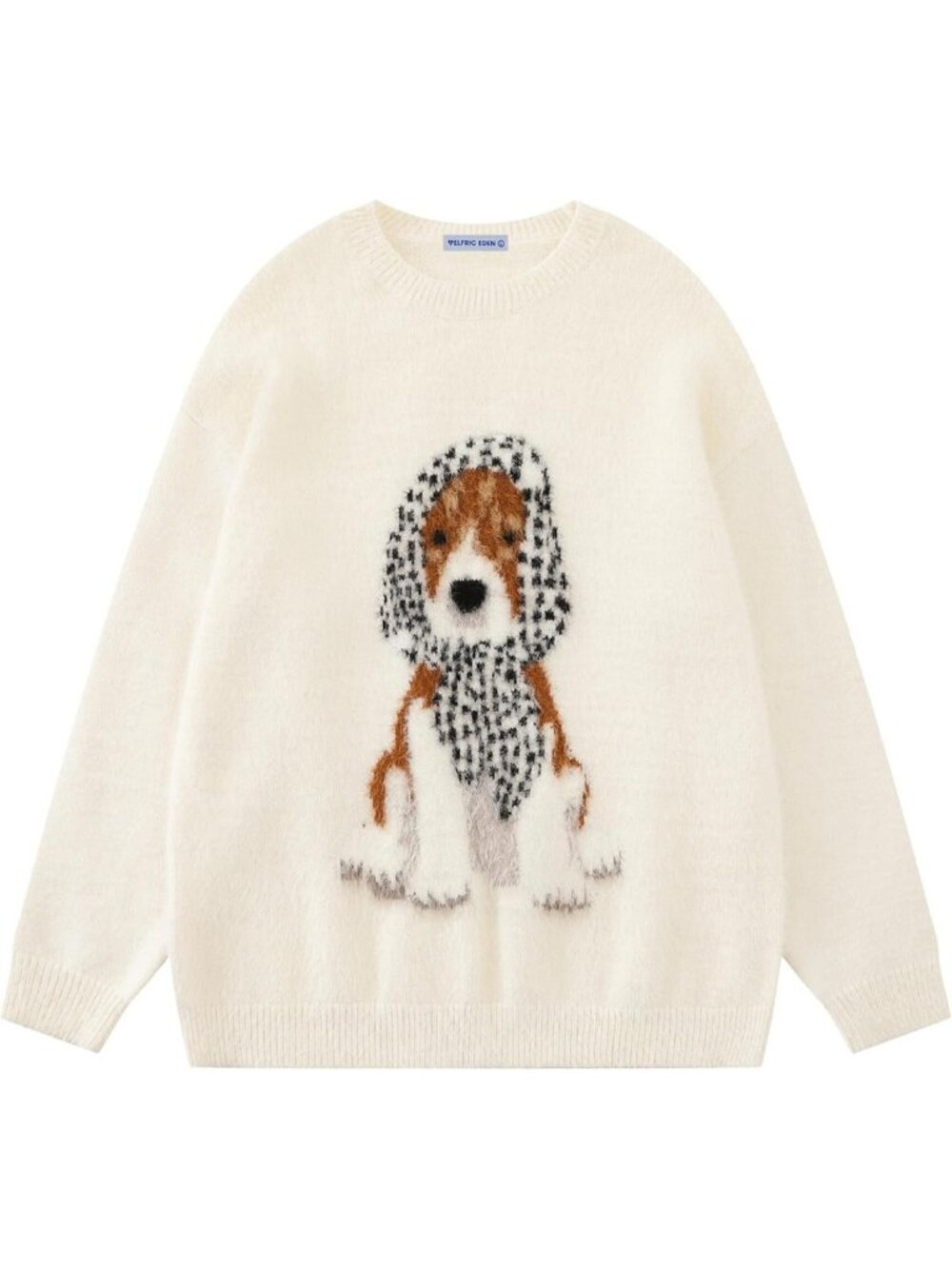 Vintage Oversized Graphic Dog Sweater | Cute Knit Pullover Crewneck Y2K
